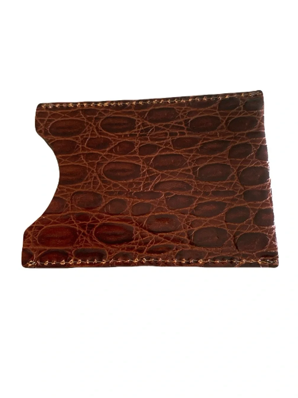 Brown Men’s Crocodile Embossed Genuine Leather Magnetic Money Clip Card Case